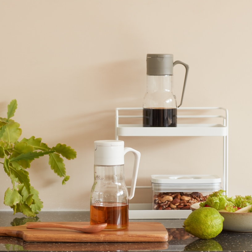 自動開啟玻璃可拆蓋油壺500mL 白｜廚房用具｜HOLA 和樂家居